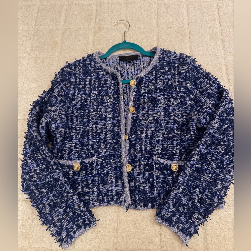 Zara Blue Sweater Blazer
